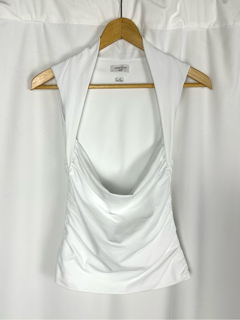 Aritzia White Draped Halter Neck Tank Top